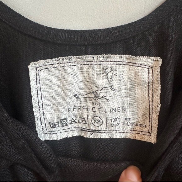 Not Perfect Linen Sardinia Long Black Linen Dress - Picture 3 of 5